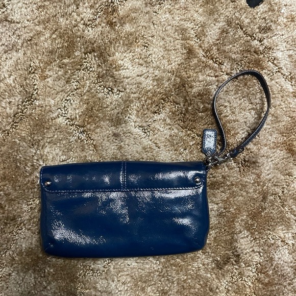 Coach Blue Leather Wristlet Wallet